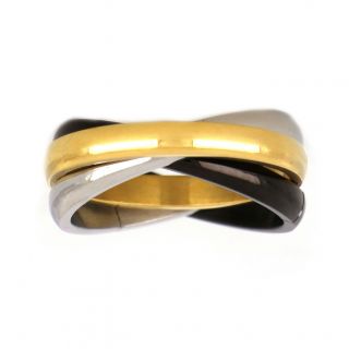 Stainless steel three colored trinity ring 3mm - 