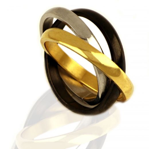 Stainless steel three colored trinity ring 3mm
