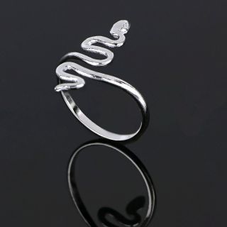 Stainless steel ring with snake design - 
