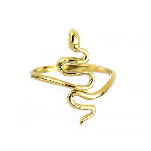 Stainless steel gold plated ring with snake design