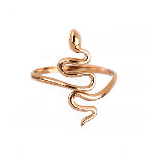 Stainless steel rose gold plated ring with snake design