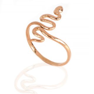 Stainless steel rose gold plated ring with snake design - 