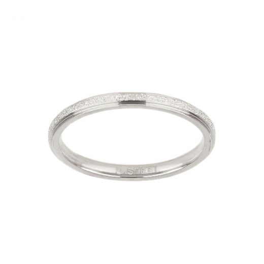 Stainless steel textured wedding ring