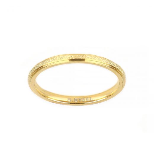 Stainless steel gold plated textured wedding ring