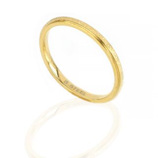 Stainless steel gold plated textured wedding ring - 
