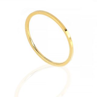 Stainless steel gold plated thin glossy wedding ring - 