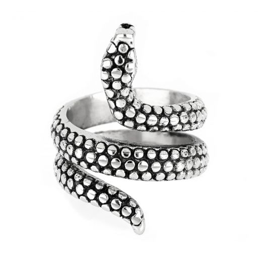 Stainless steel ring in snake design