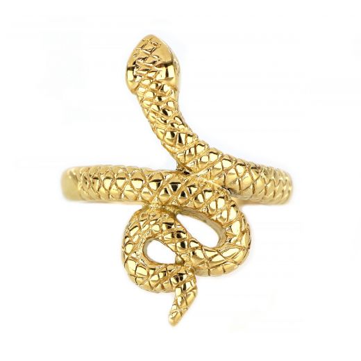 Stainless steel gold plated ring in snake design