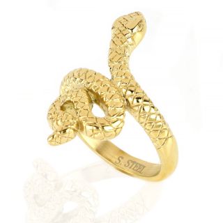 Stainless steel gold plated ring in snake design - 