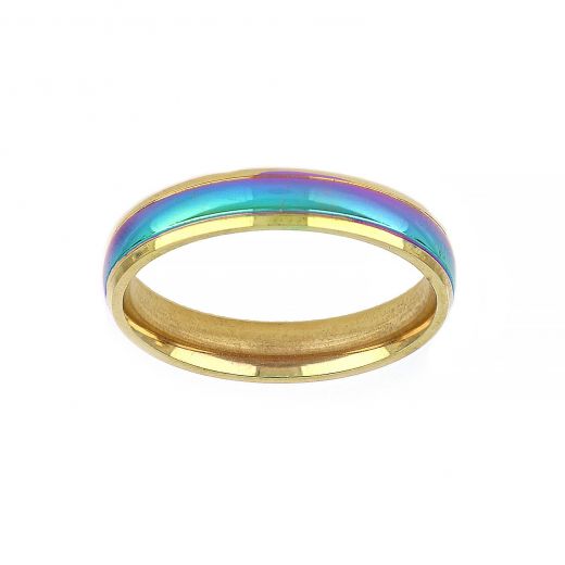 Stainless steel gold plated wedding ring 4mm with multicolor coating