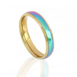 Stainless steel gold plated wedding ring 4mm with multicolor coating - 