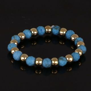 Ring elastic with silicone gold plated beads and turquoise chaolite stones - 