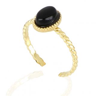 Stainless steel ring with oval shape with black onyx free size - 