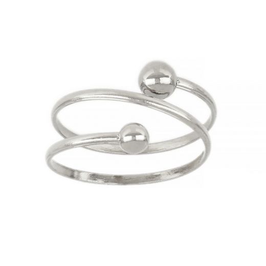 Stainless steel twisted ring with small and big ball