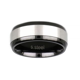 Two-tone ring made of stainless steel in wedding ring style - 