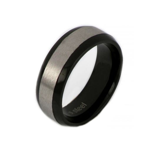 Two-tone ring made of stainless steel in wedding ring style