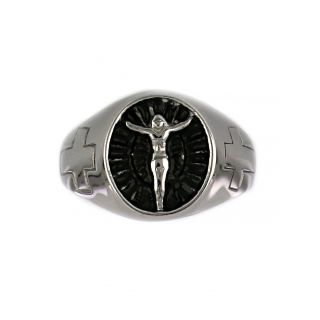 Ring made of stainless steel with the Crucified Christ - 