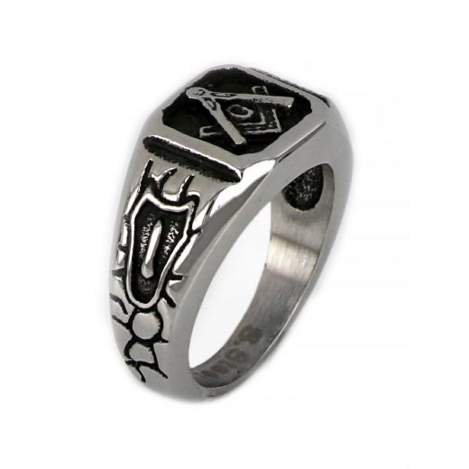 Ring made of stainless steel with embossed tectonic design!