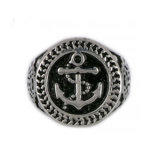 Ring made of stainless steel with nautical rope and anchor. - 