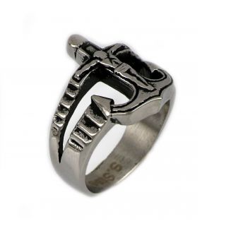 Ring made of stainless steel anchor with the Crucified Christ. - 