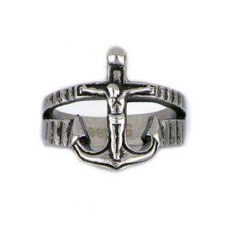 Ring made of stainless steel anchor with the Crucified Christ. - 