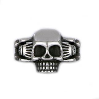 Ring made of stainless steel with skull and bones. - 