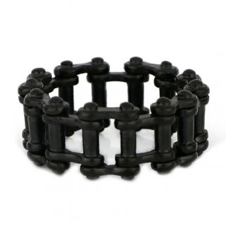 Stainless steel ring in  bicycle chain design black color - 