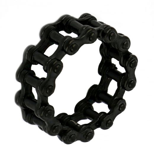 Stainless steel ring in  bicycle chain design black color