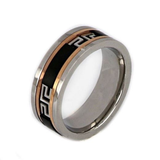 Stainless steel ring antistress, tricolor