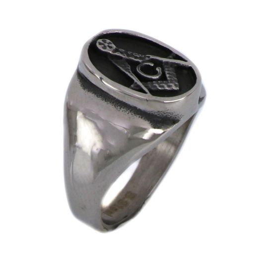 Stainless steel ring with embossed tectonic design