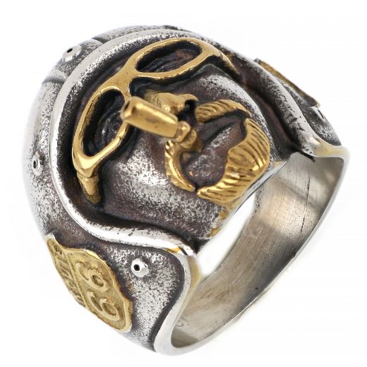 EASY RIDER stainless steel skull ring in gold color