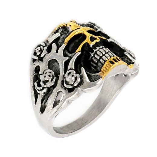 Stainless steel skull ring in gold color