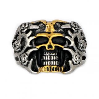 Stainless steel skull ring in gold color - 