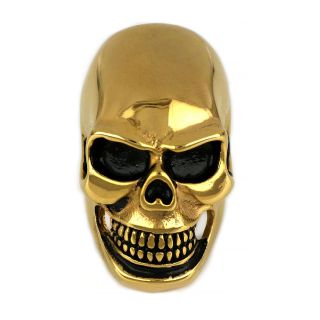 Stainless steel ring gilded skull - 