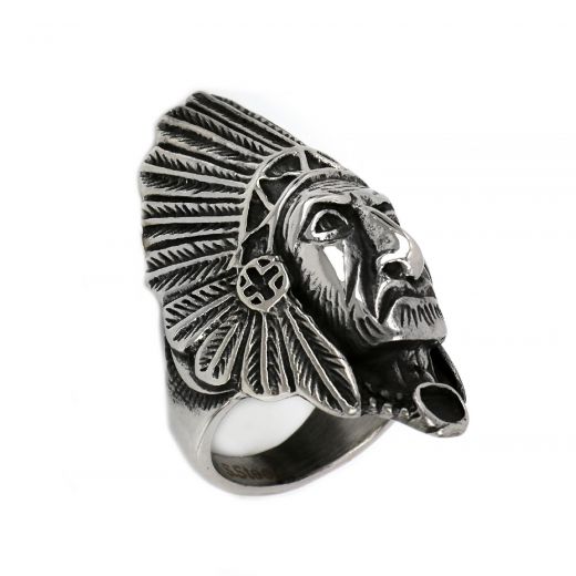 Stainless steel ring American Indian