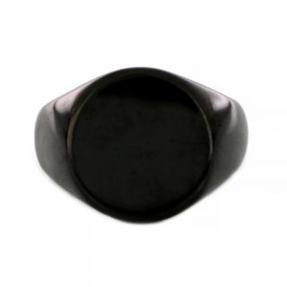 Ανδρικό δαχτυλίδι ατσάλινο απλό στρογγυλό μαύρο - 