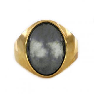 Stainless steel ring  gold plated gloss with Hematite - 