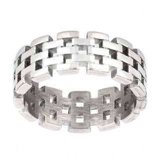 Men's stainless steel ring with chain design - 