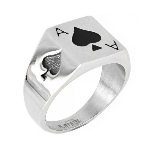 Men's stainless steel ring ace of spades