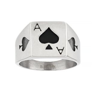 Men's stainless steel ring ace of spades - 