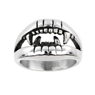 Men's stainless steel ring with snake mouth design - 