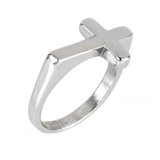 Ανδρικό δαχτυλίδι ατσάλινο τετράγωνο  σταυρός