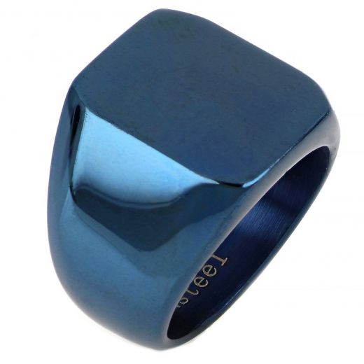 Ανδρικό δαχτυλίδι ατσάλινο γυαλιστερό μπλε μεταλλιζέ