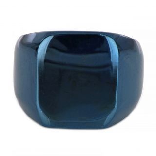 Men's stainless steel blue metallic glossy ring - 
