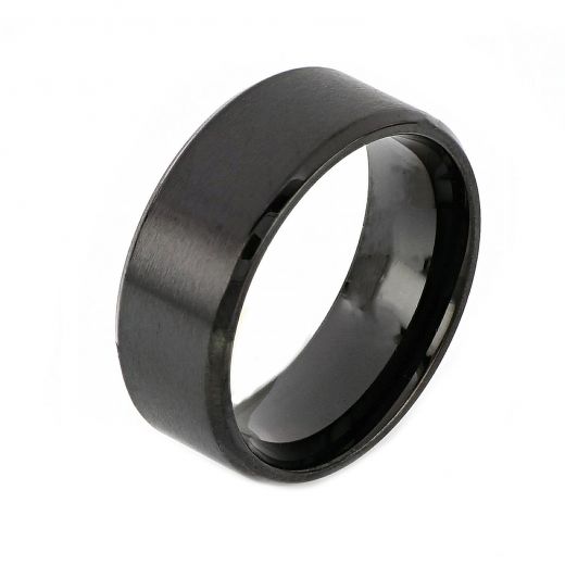Men's stainless steel gold plated black wedding ring 8mm DA22156-04