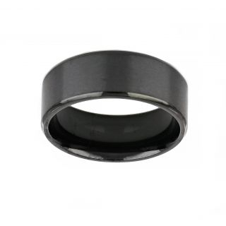 Men's stainless steel gold plated black wedding ring 8mm DA22156-04 - 