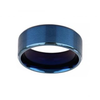 Men's stainless steel gold plated blue wedding ring 8mm DA22156-05 - 