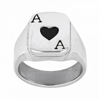 Men's steel ring with ace of spades