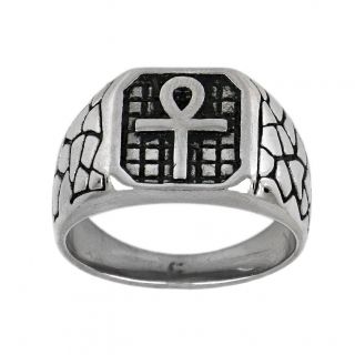 Stainless steel ring with an Egyptian cross