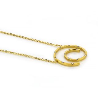 Necklace made of gold plated stainless steel in spiral shape with crystals. - 